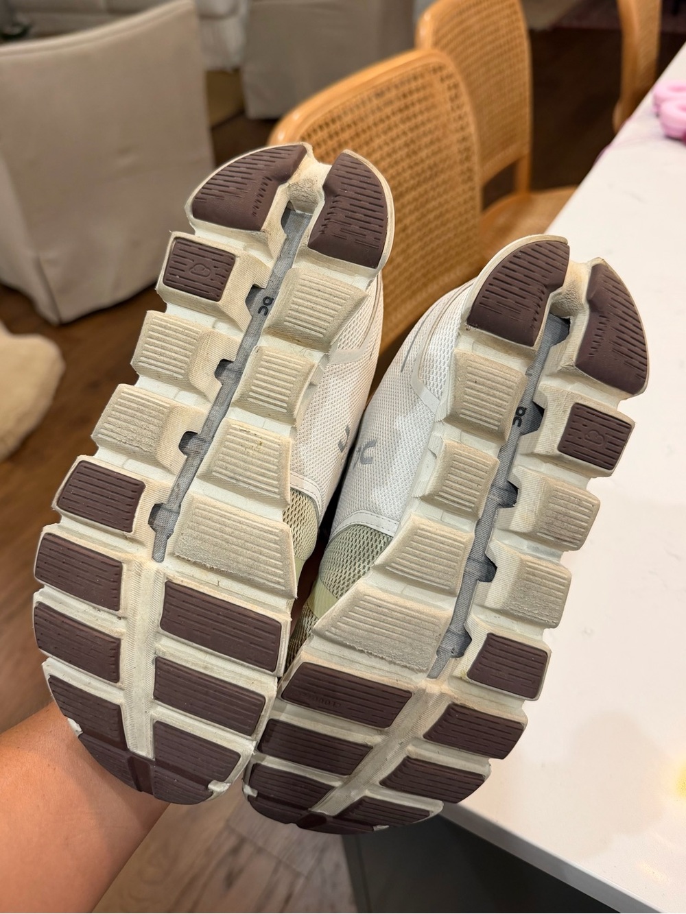 On Running Women's Green and Mauve Cloudflow Sneakers - Picture 3 of 4